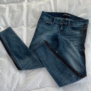 Express Skinny Jeans with Faux Leather Side Stripe